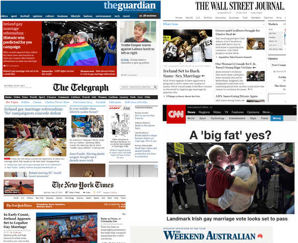 This is what the front pages of the WORLD’S newspapers look like today: PROUD